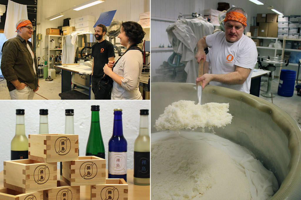 Brock Bennett brewing sake at Nøgne Ø with Lani Cantor Vatland from the Norwegian Sake Association